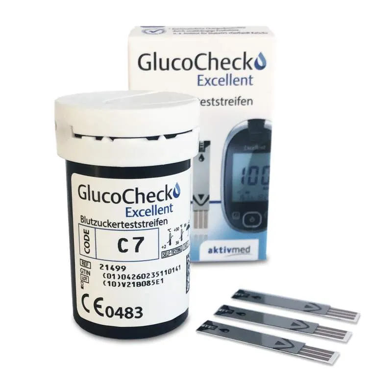 Verpackung des GlucoCheck Excellent Teststreifenröhrchens