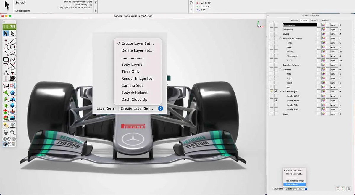 Verwaltung von Ebenensätzen in ViaCAD