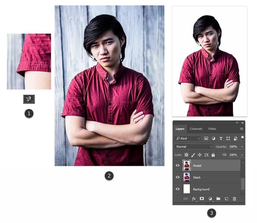 Verwendung des Magnetischen Lasso-Werkzeugs zum Freistellen des Motivs für den Glitch-Effekt