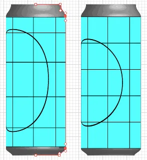Verzerrte Texturabbildung auf 3D-Objekt, korrigiert durch Entfernen unnötiger Griffe