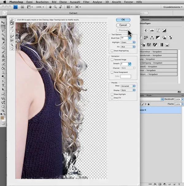 Vorschau des Freistellergebnisses