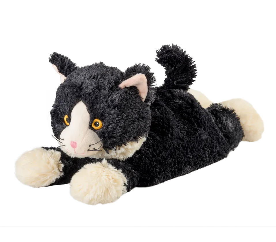 Warmies® Wärme-Kuscheltier Katze liegend in schwarz-weiß