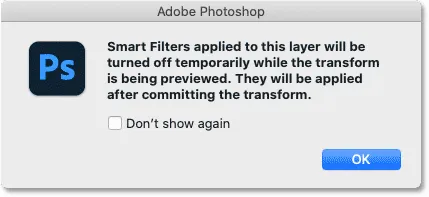 Warnung, dass Smartfilter vorübergehend deaktiviert werden