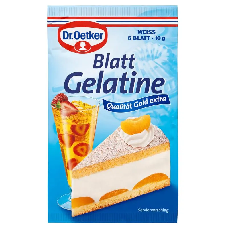 Weiße Blattgelatine, vielseitig einsetzbar für Desserts und Gelees