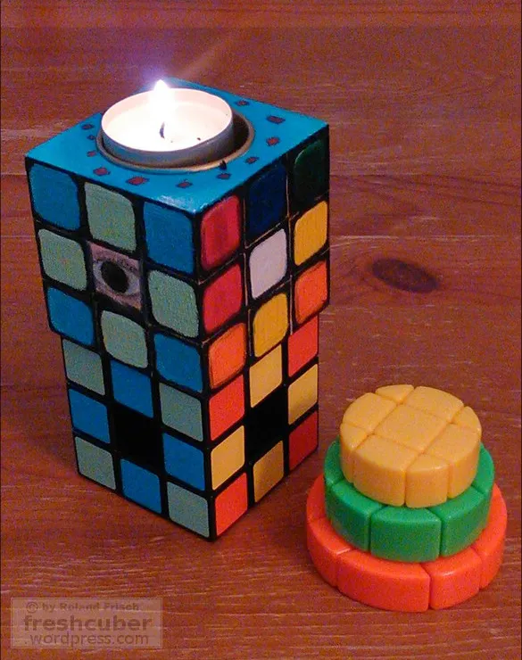 Zauberwürfel-Geburtstagstorte mit Kerze