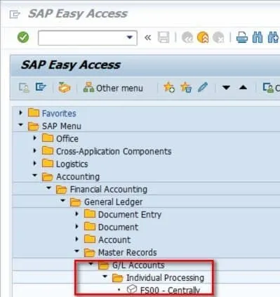 Zugriff auf die Transaktion FS00