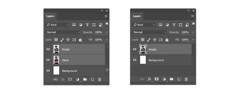 Zusammenfügen der Ebenen für die lineare Glitch-Verzerrung