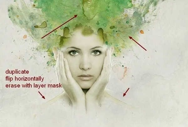 Zweite Aquarell-Textur, die einen feinen Schultereffekt am Model erzeugt