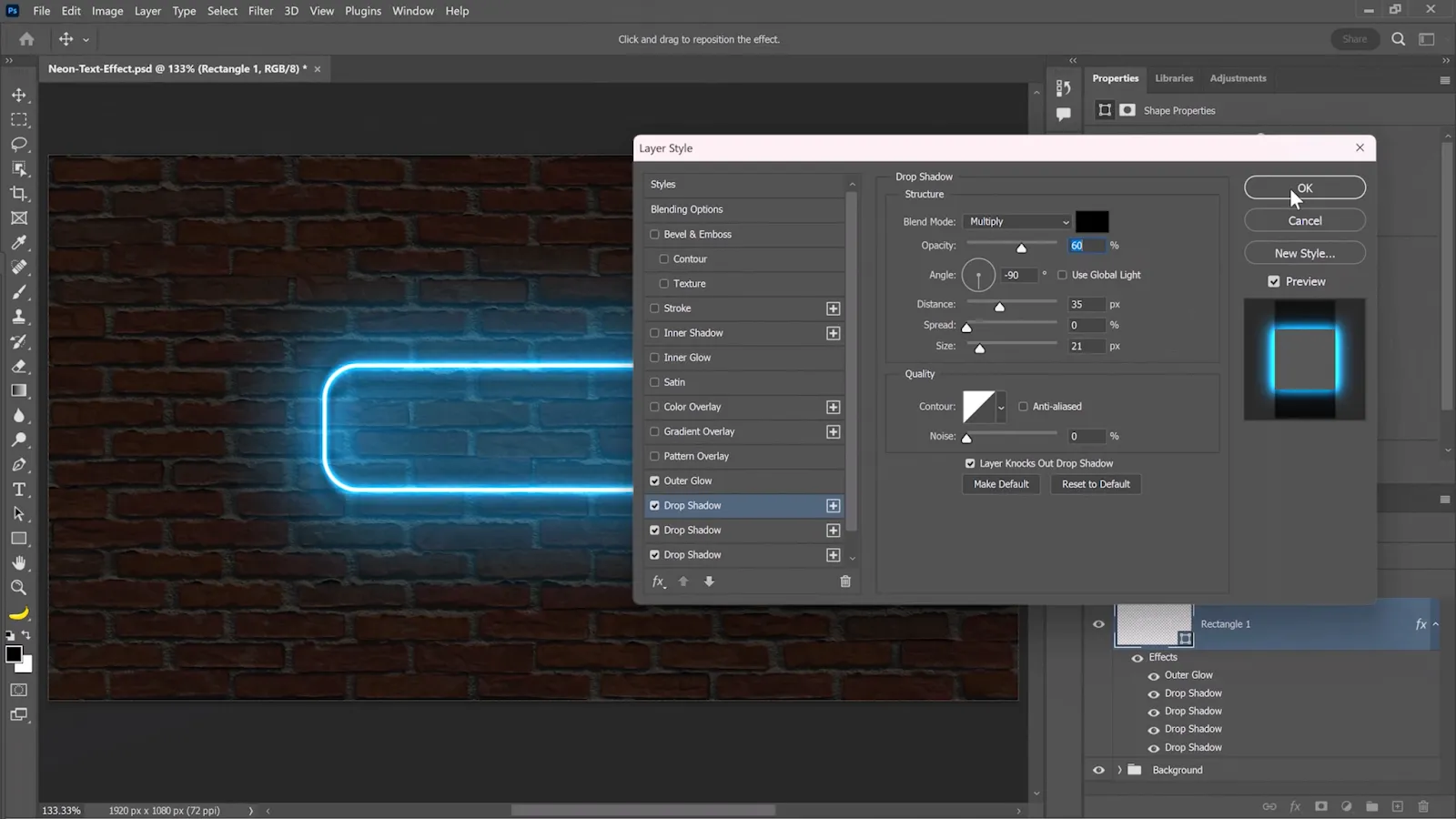 Zweite Schlagschatten-Ebene für mehr Realismus