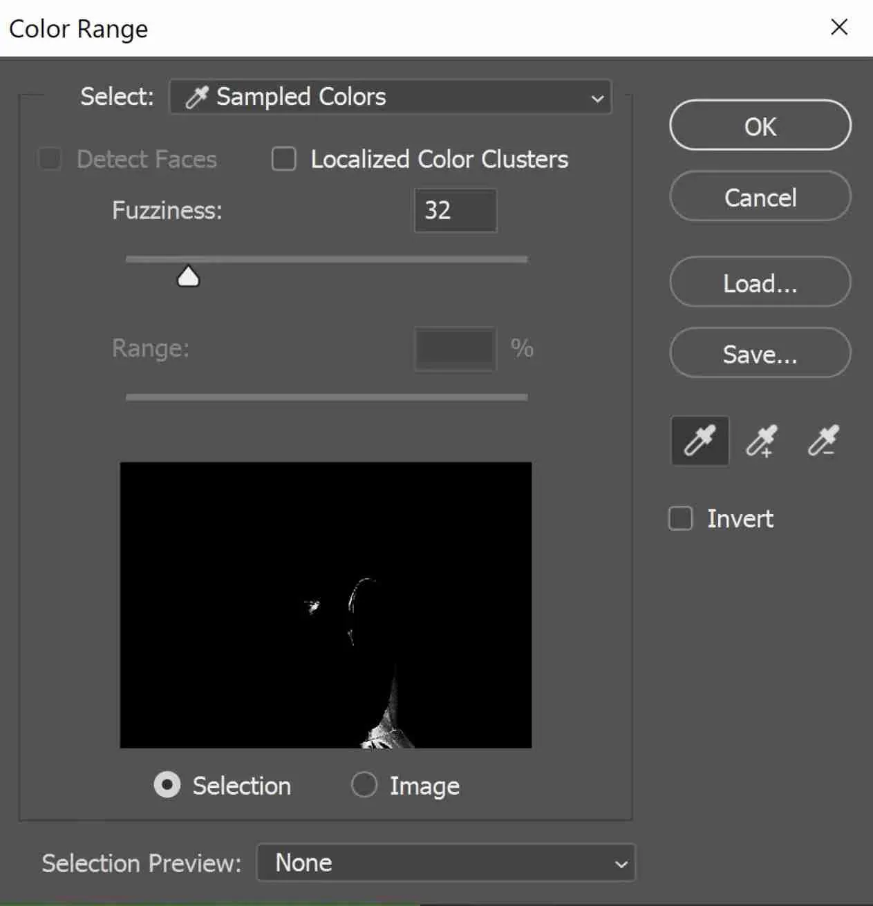Auswahl des grünen Hintergrunds mit dem Farbbereich-Werkzeug