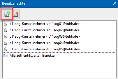 Benutzerrechte im Kalender