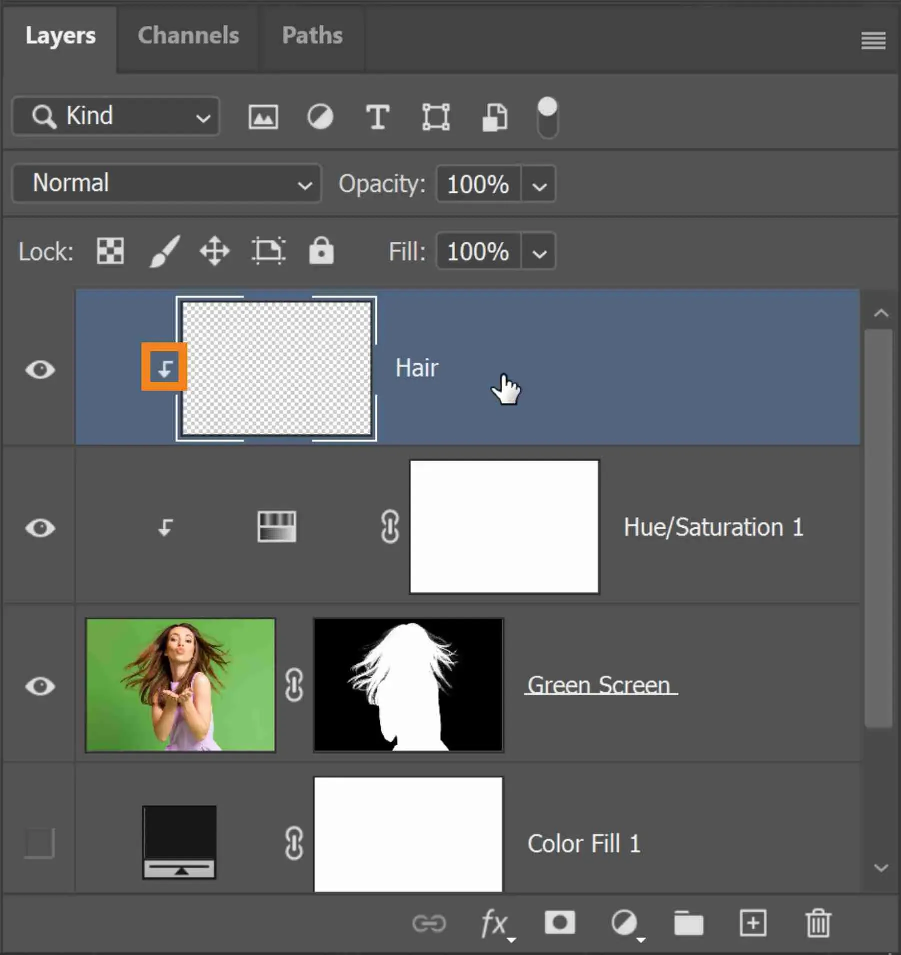 Beschneiden der Haare-Ebene