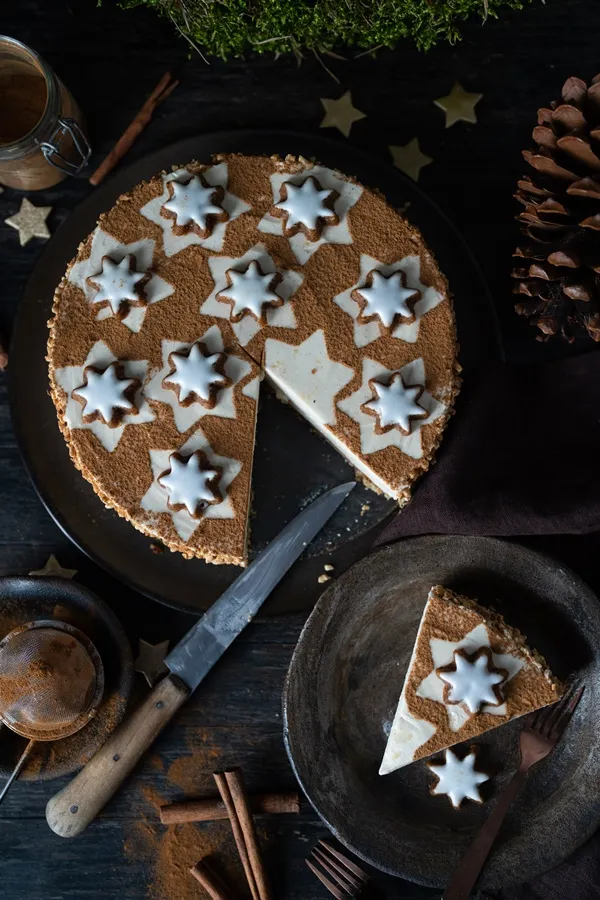 Cremiger Zimtstern-Cheesecake ohne Backen