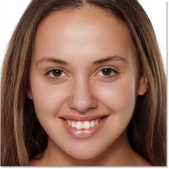 Das finale retuschierte Bild mit glatter Haut in Photoshop