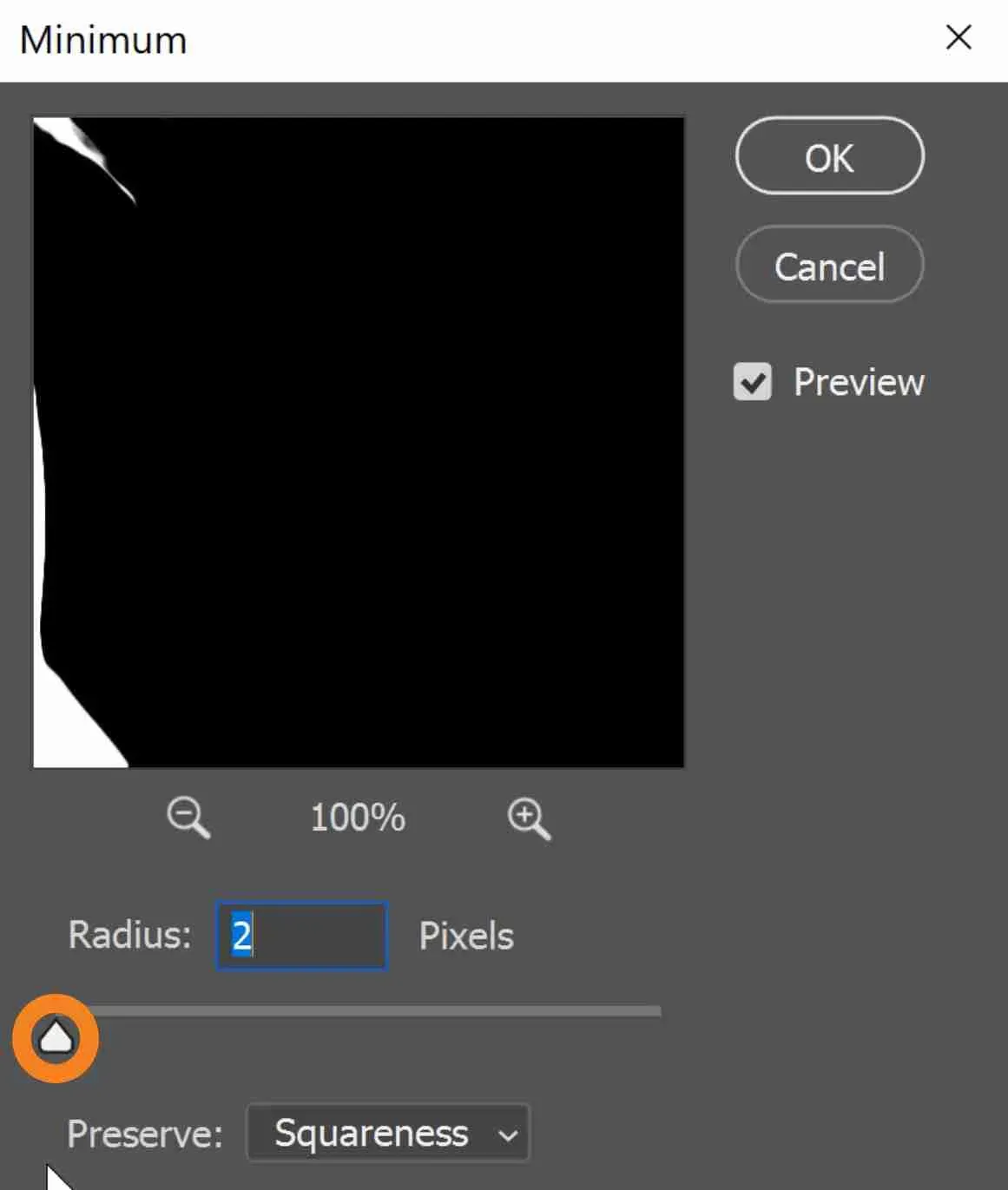Dialogfeld des Minimum-Filters