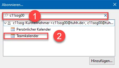 Dialogfeld zum Abonnieren