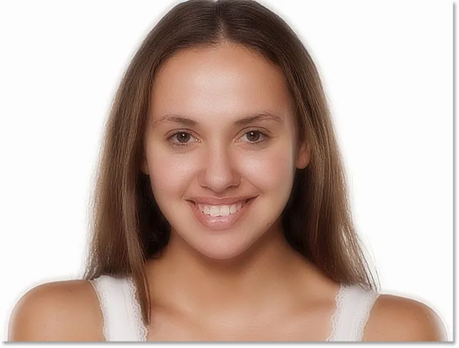 Die Hautglättung in Photoshop nach dem Ziehen der "Blend If"-Regler