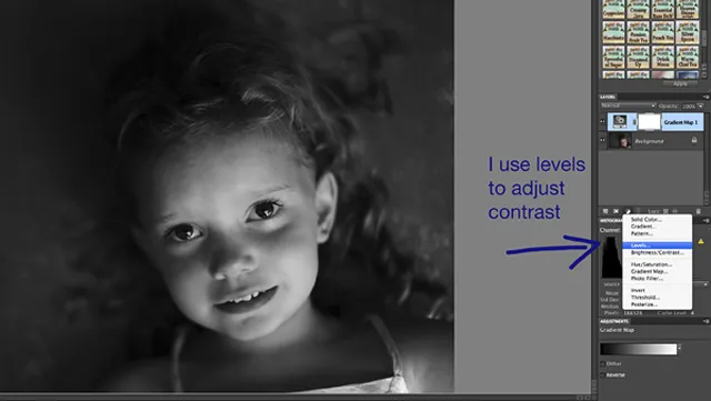 Ebenenpalette mit Option Tonwerte