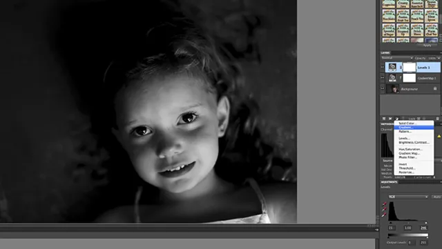 Ebenenpalette mit Option Verlaufsüberlagerung