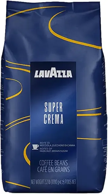 Eine Tüte Lavazza Super Crema Kaffeebohnen