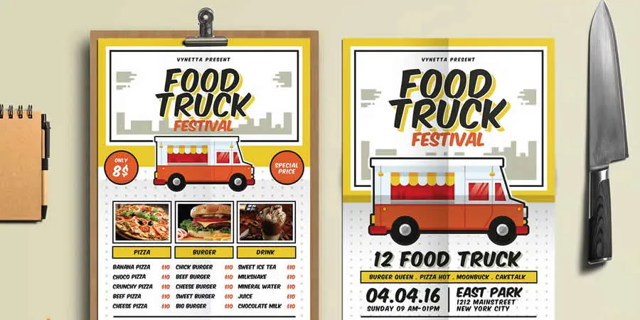 Food-Truck-Festival-Poster PSD-Vorlage Poster-Design in Photoshop