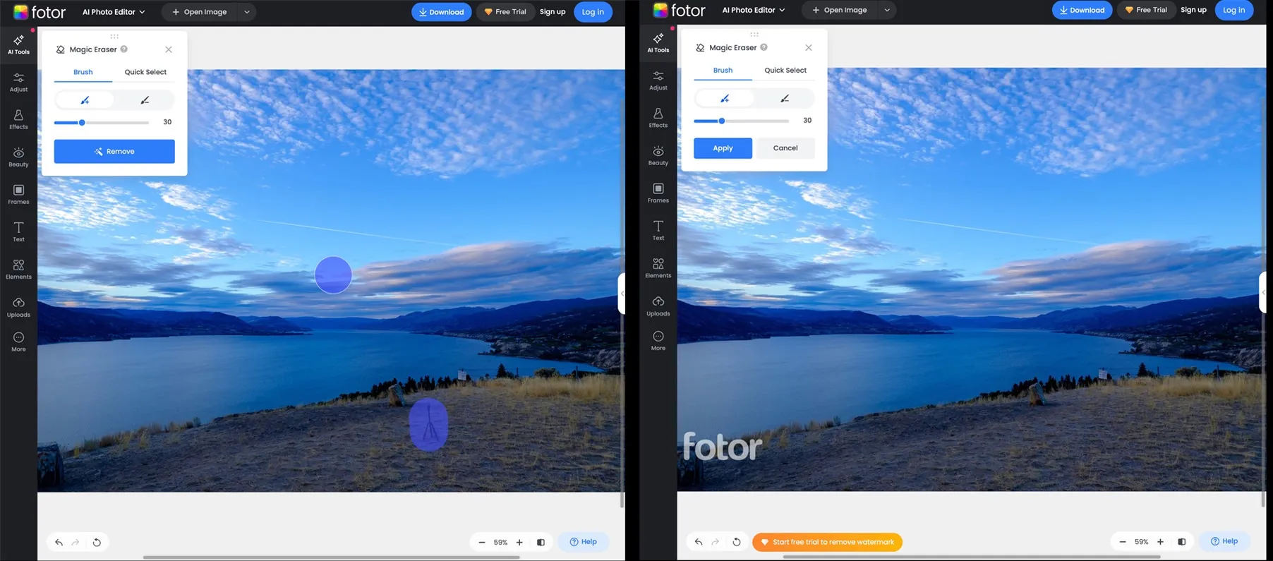 Fotor, unsere Wahl für die beste kostenlose Photoshop-Alternative für KI-Objektentfernung