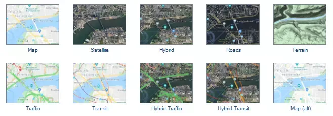 Google Maps Kartentypen