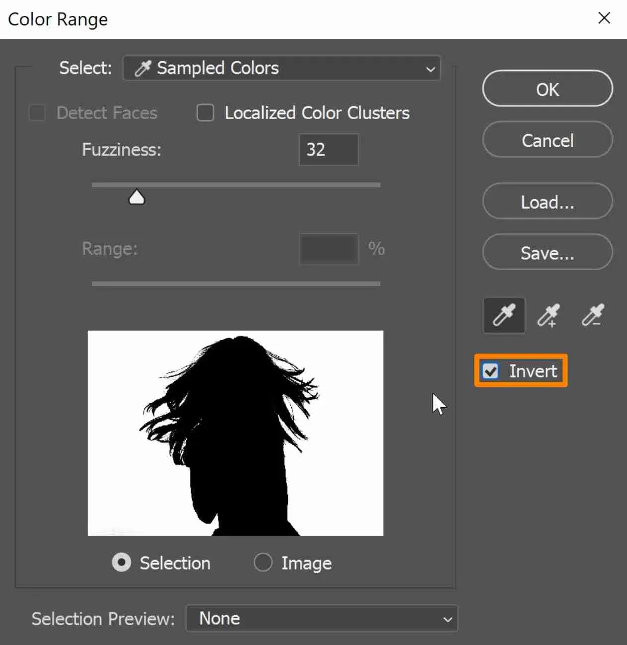 Invertierte Auswahl, die das Motiv hervorhebt