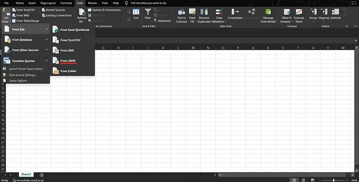 JSON-Datei in Excel importieren