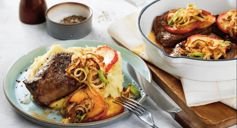 Kalbsleber Berliner Art mit Kartoffelpüree