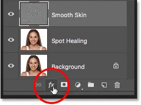 Klick auf das Symbol Ebenenstile im Ebenenbedienfeld in Photoshop
