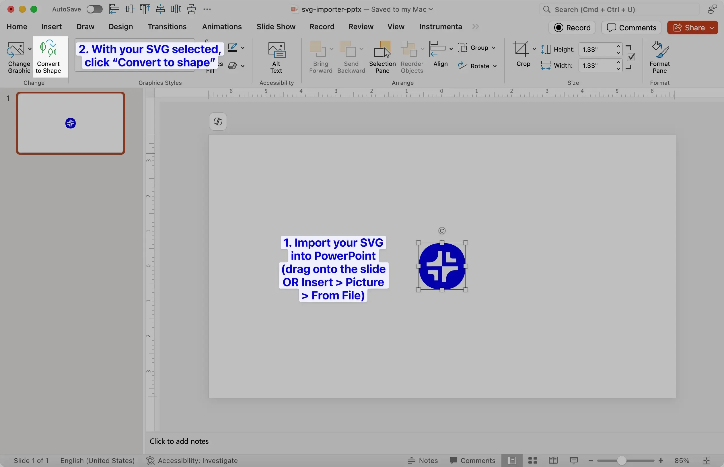 Konvertierung von SVG in eine Form in PowerPoint