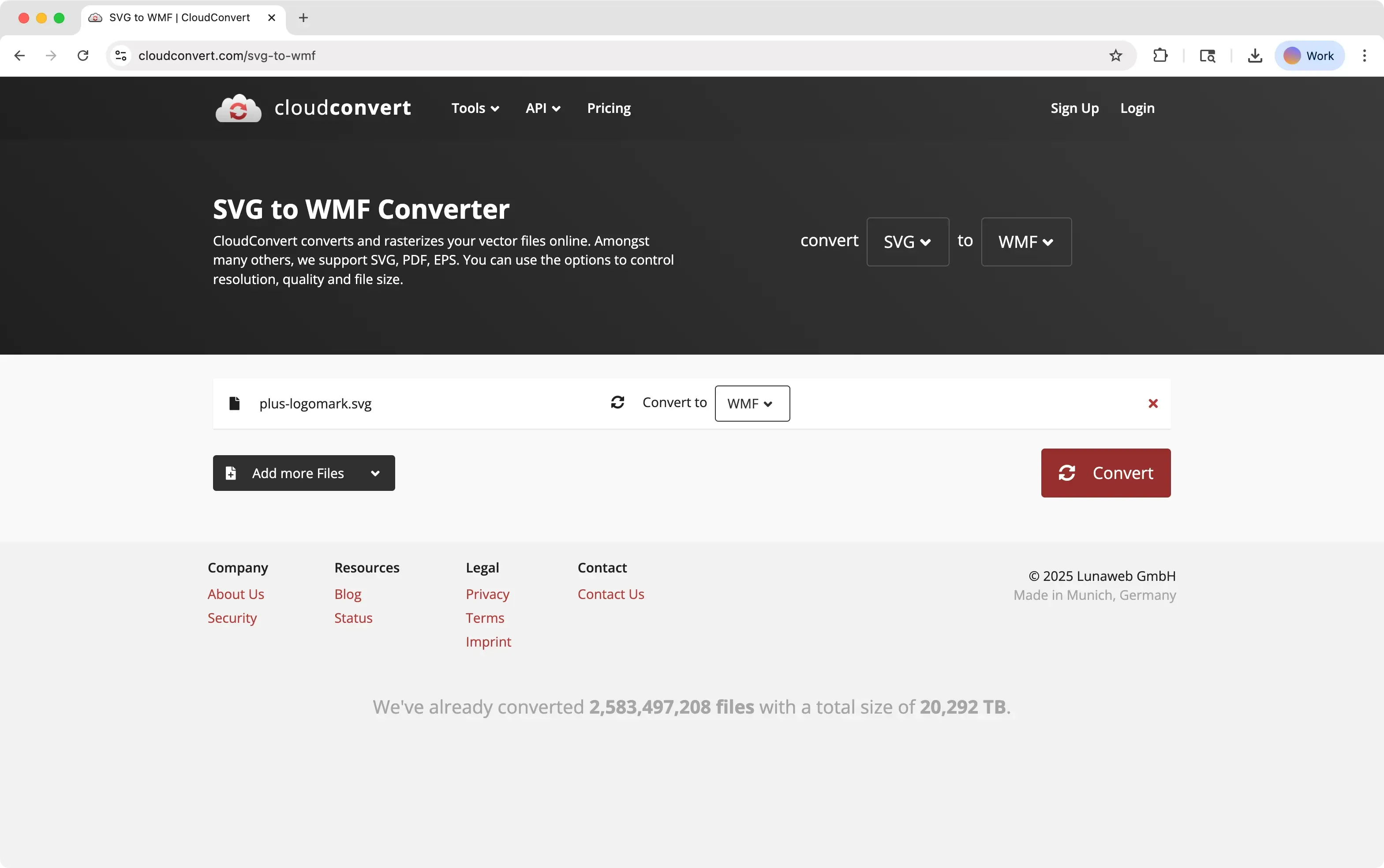 Konvertierung von SVG zu WMF mit CloudConvert