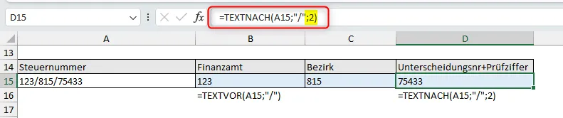 Korrekte Lösung mit TEXTNACH