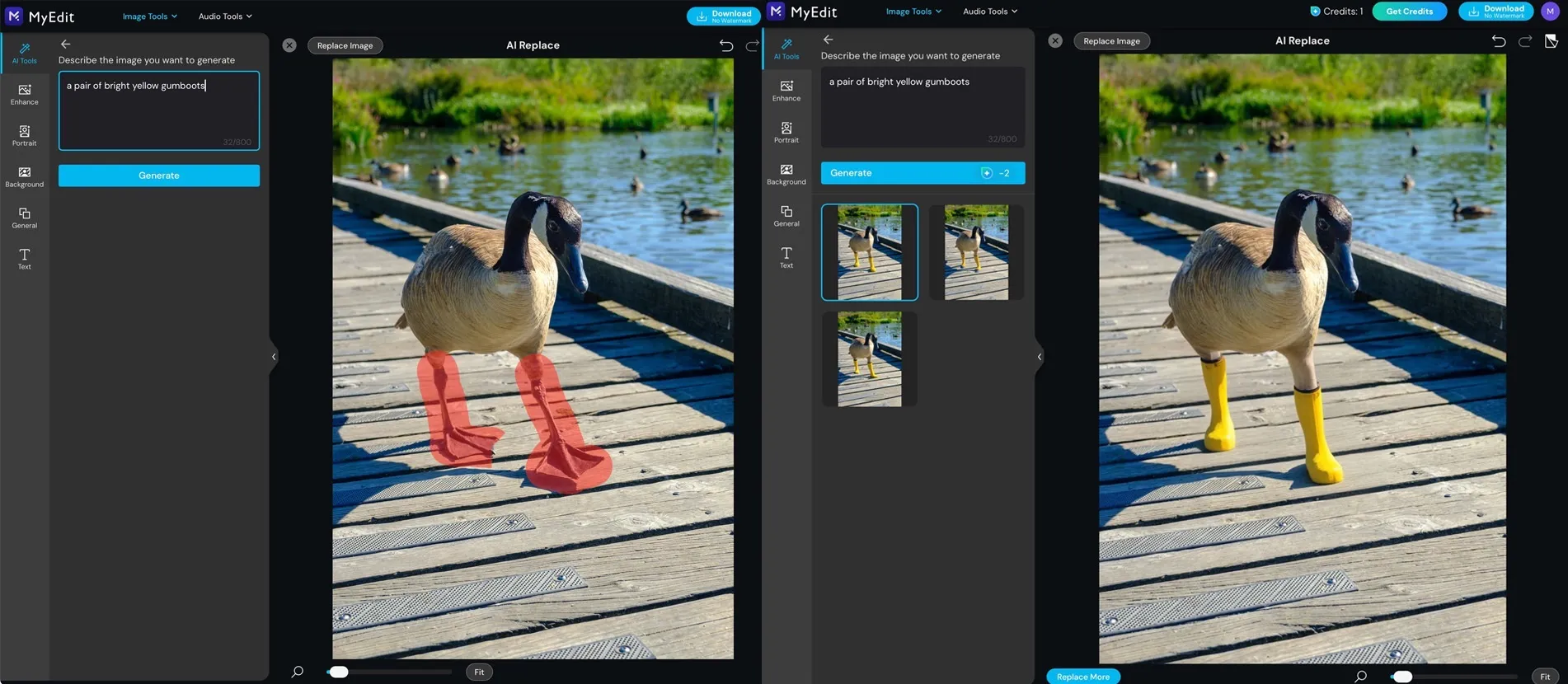 MyEdit, unsere Wahl für die beste kostenlose Photoshop-Alternative für KI-Effekte auf Profi-Niveau