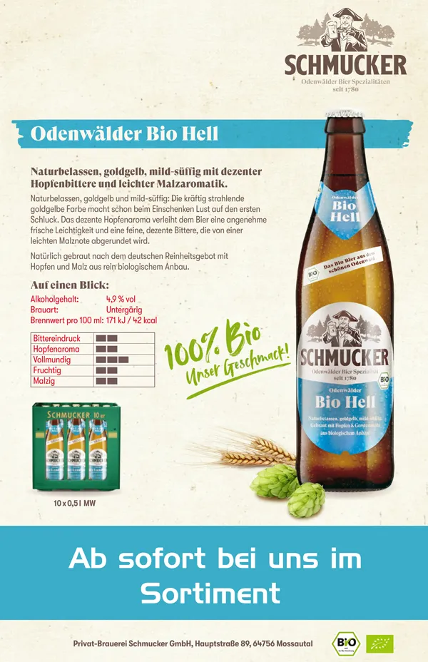 Odenwäldler BIO HELL von der Schmucker Brauerei.