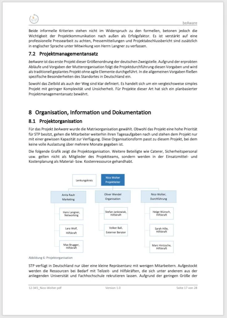 Organigramm in einem Word-Dokument
