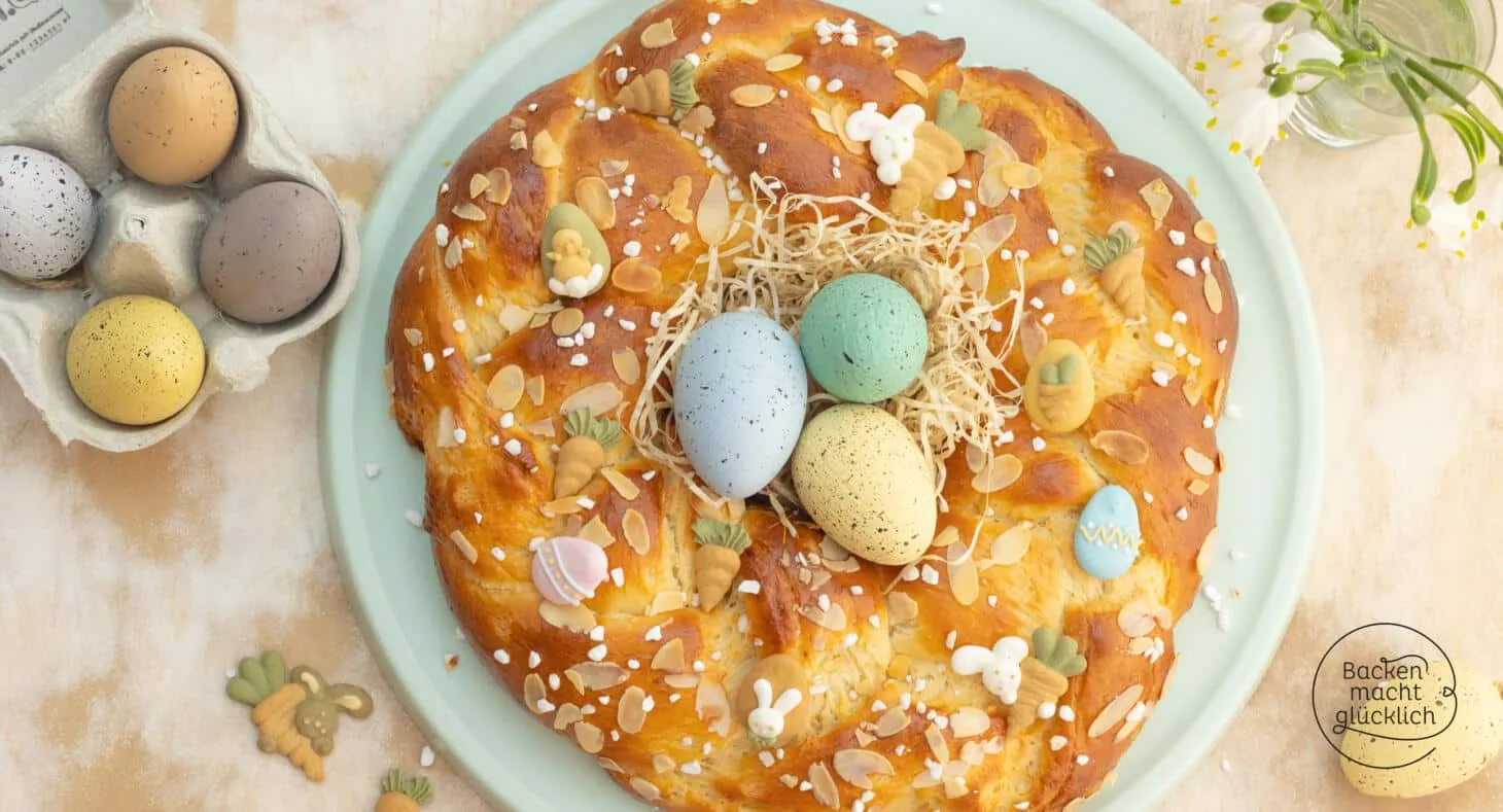 Osterkranz mit Mandelblättchen und Hagelzucker