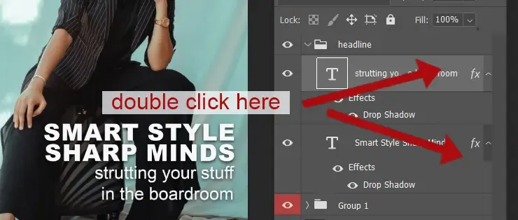 Pfeile zeigen auf die Bereiche, auf die Sie klicken, um das Dialogfeld zu öffnen