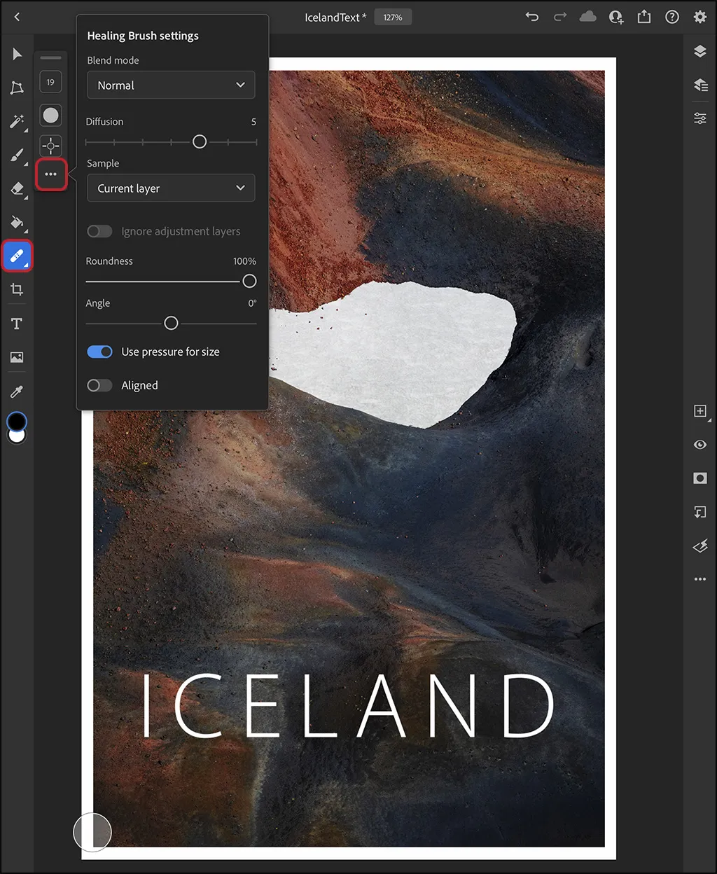 Reparaturpinsel auf dem iPad