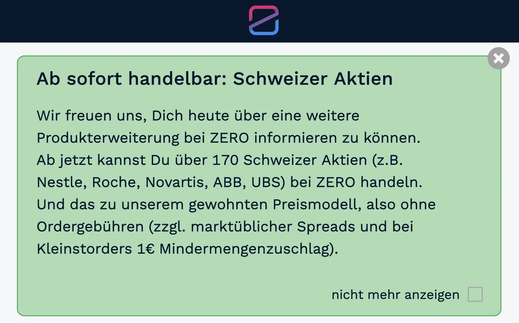 Schweizer Aktien bei Finanzen.net Zero