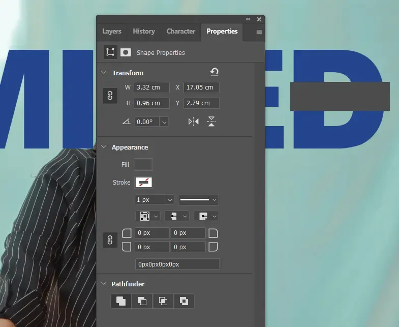 Screenshot des Eigenschaften-Bedienfelds in Photoshop