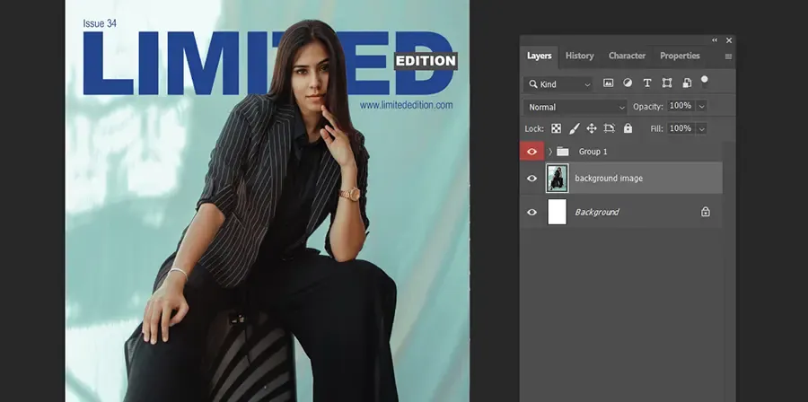 Screenshot von gruppierten Ebenen in Photoshop