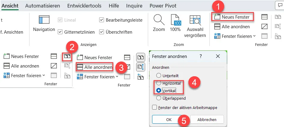 Tabellen vergleichen Ansicht