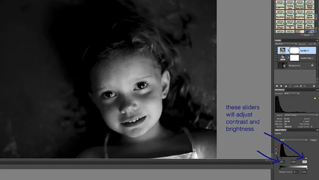 Tonwertkorrektur-Dialog mit Reglern