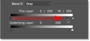 Überblenden der dunklen Bereiche der Ebene Hautglättung mit den "Blend If"-Reglern