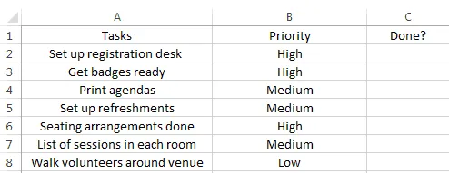 Überschriften zu To-do-Liste in Excel hinzufügen