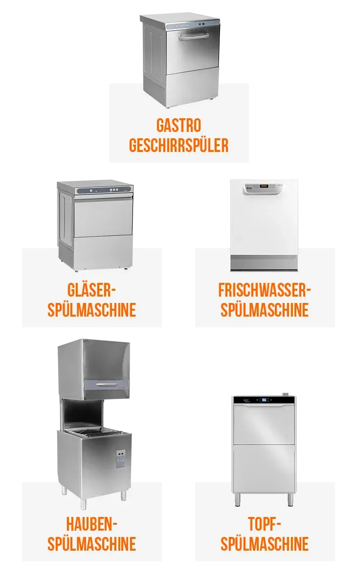 Unterschiedliche Typen von Gastro-Profi-Spülmaschinen