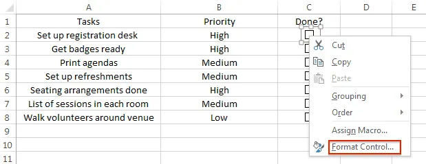 Vorlage für To-do-Liste in Excel