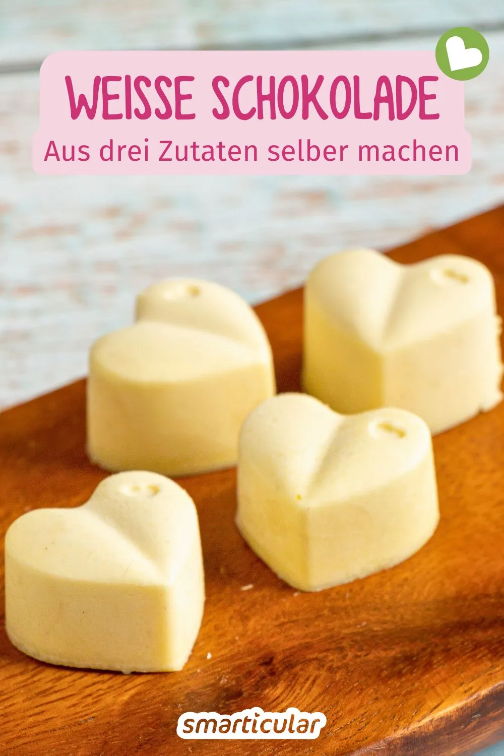 Weiße Schokolade selber machen: Geht ganz einfach mit diesem Rezept aus drei Zutaten - für weniger Zucker und Variationen nach Geschmack.